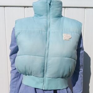 PINK Victoria's Secret Sky Blue Puffer Vest Size S/P